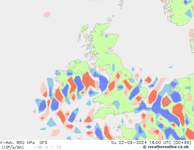 V-Adv. 850 hPa GFS Su 22.09.2024 18 UTC