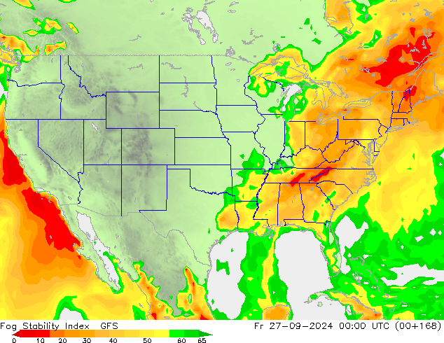 Fog Stability Index GFS пт 27.09.2024 00 UTC