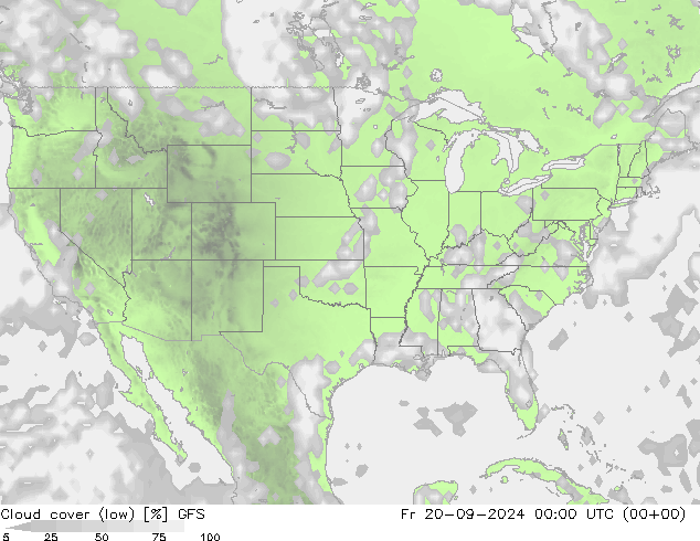 zachmurzenie (niskie) GFS pt. 20.09.2024 00 UTC