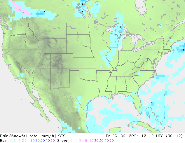 Rain/Snowfall rate GFS Pá 20.09.2024 12 UTC