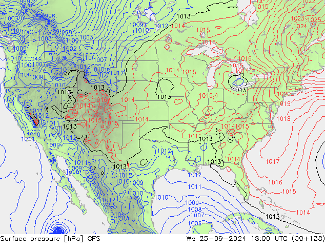 ciśnienie GFS śro. 25.09.2024 18 UTC