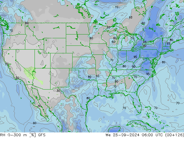 RH 0-300 m GFS We 25.09.2024 06 UTC