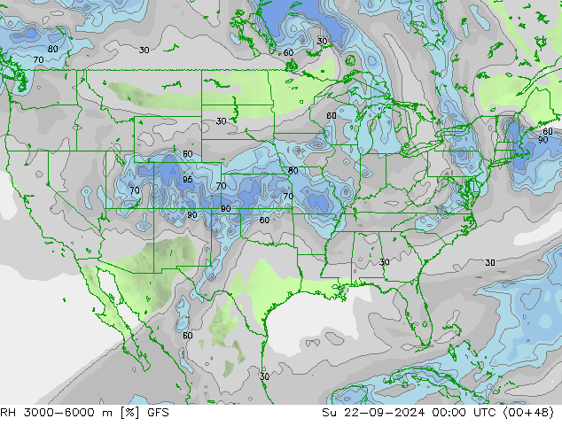 RH 3000-6000 m GFS Ne 22.09.2024 00 UTC