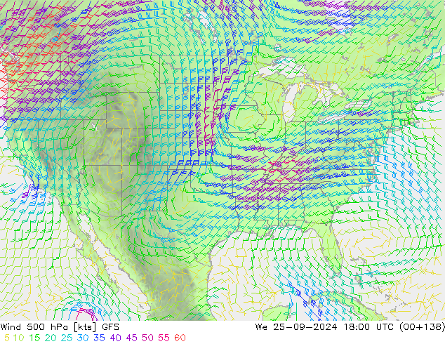 Wind 500 hPa GFS We 25.09.2024 18 UTC