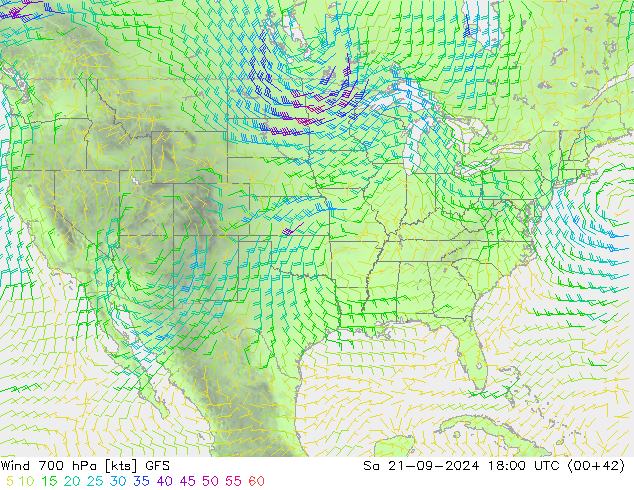 Wind 700 hPa GFS Sa 21.09.2024 18 UTC