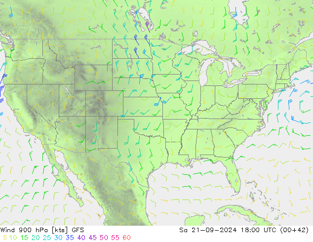 Wind 900 hPa GFS September 2024