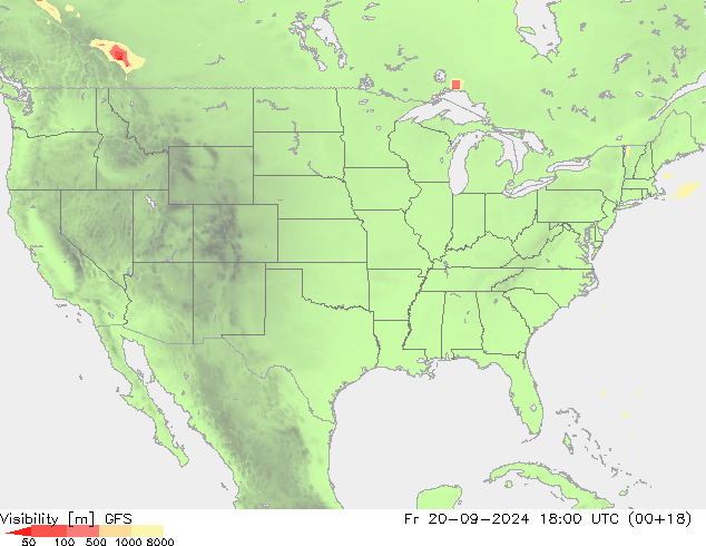 Dohlednost GFS Pá 20.09.2024 18 UTC