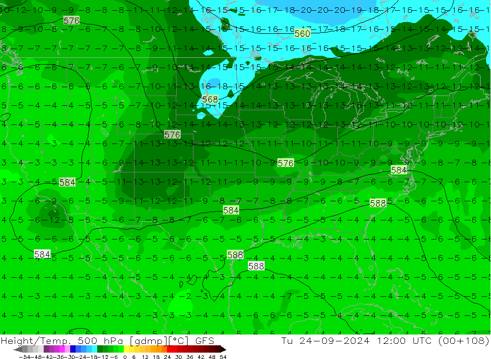 Z500/Rain (+SLP)/Z850 GFS Tu 24.09.2024 12 UTC