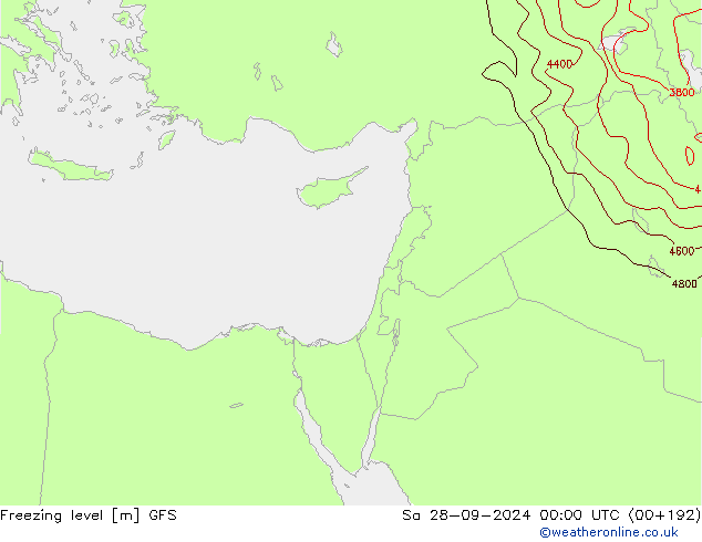 Freezing level GFS Sa 28.09.2024 00 UTC