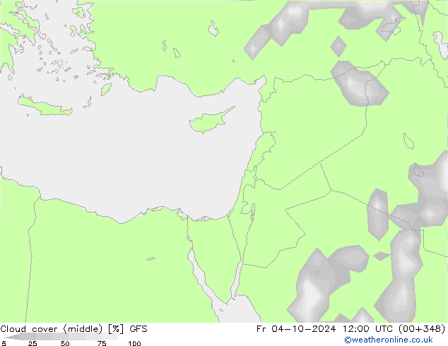 Cloud cover (middle) GFS Fr 04.10.2024 12 UTC