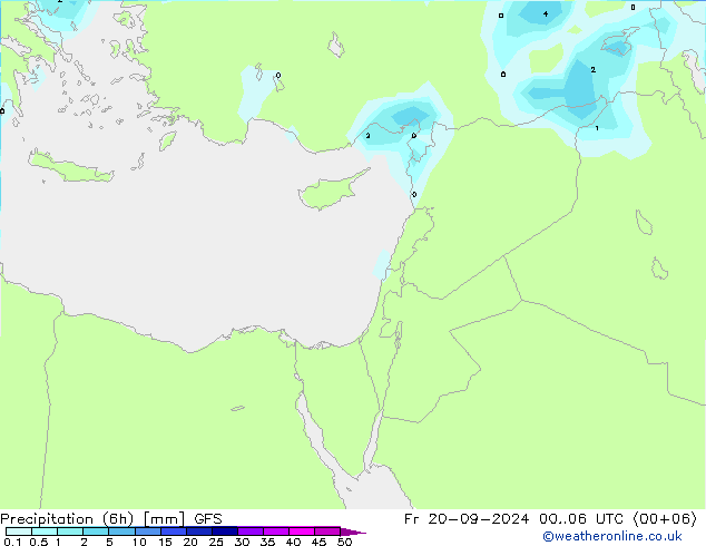 Précipitation (6h) GFS ven 20.09.2024 06 UTC