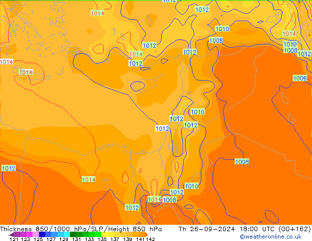 850-1000 hPa Kalınlığı GFS Eylül 2024