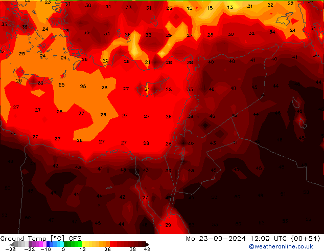 Ground Temp GFS Mo 23.09.2024 12 UTC