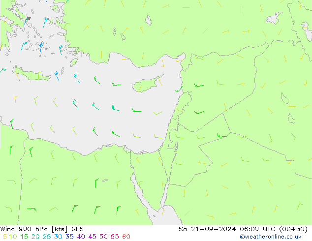 Rüzgar 900 hPa GFS Cts 21.09.2024 06 UTC