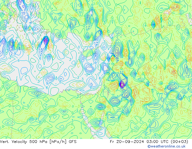 Vert. Velocity 500 hPa GFS ven 20.09.2024 03 UTC