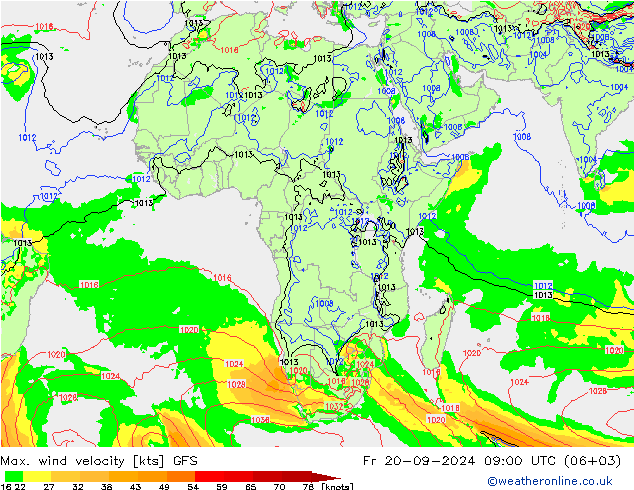 Max. wind velocity GFS Pá 20.09.2024 09 UTC