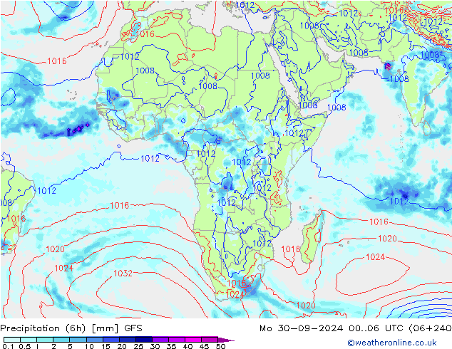 Z500/Rain (+SLP)/Z850 GFS Mo 30.09.2024 06 UTC