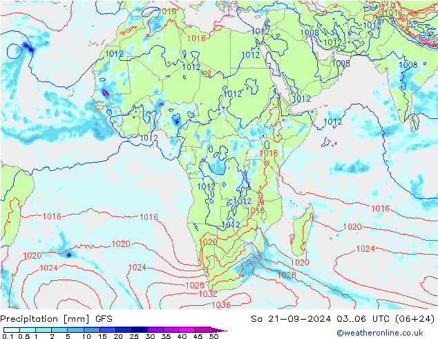 Precipitazione GFS sab 21.09.2024 06 UTC