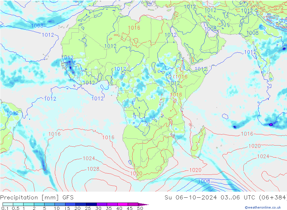 Precipitación GFS dom 06.10.2024 06 UTC