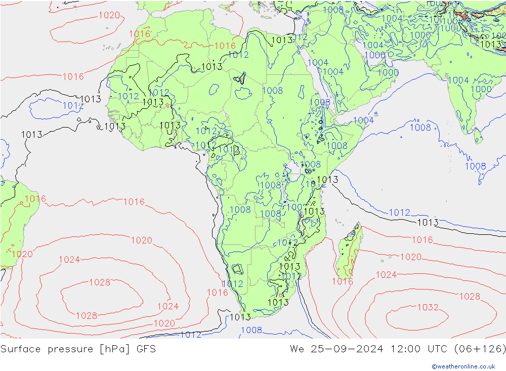 Luchtdruk (Grond) GFS wo 25.09.2024 12 UTC