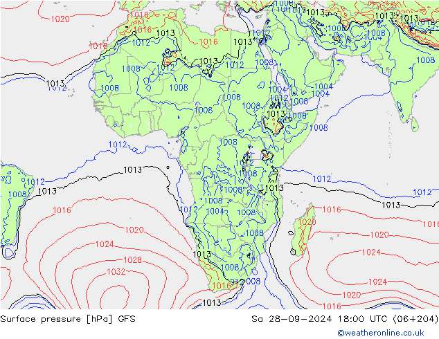 ciśnienie GFS so. 28.09.2024 18 UTC