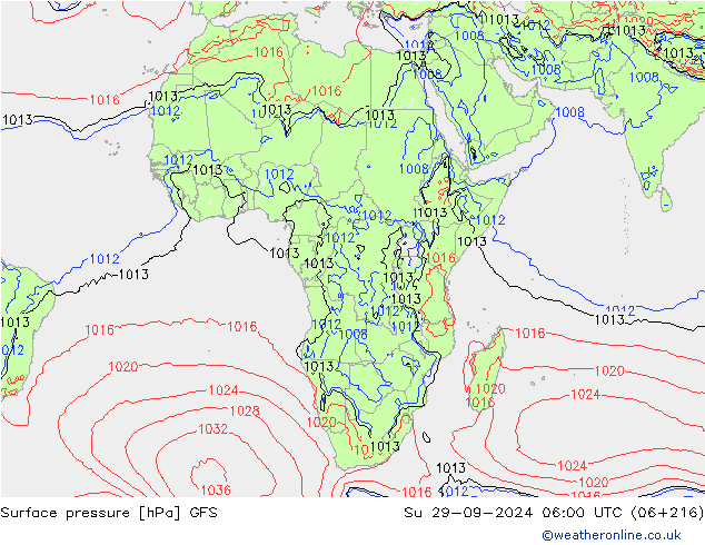 Surface pressure GFS Su 29.09.2024 06 UTC