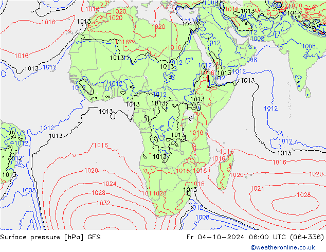 ciśnienie GFS pt. 04.10.2024 06 UTC