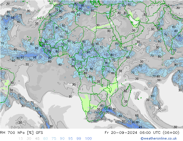 RH 700 hPa GFS Fr 20.09.2024 06 UTC