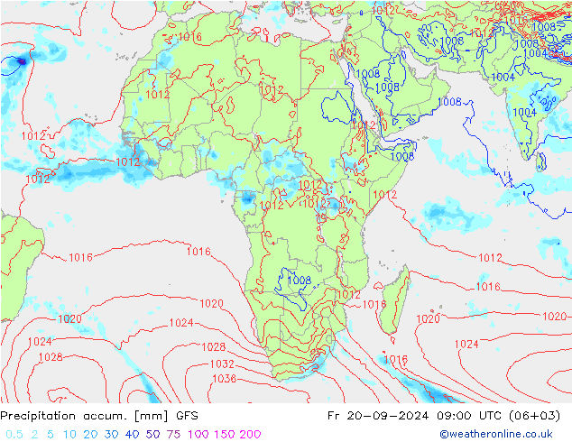 Precipitation accum. GFS Pá 20.09.2024 09 UTC