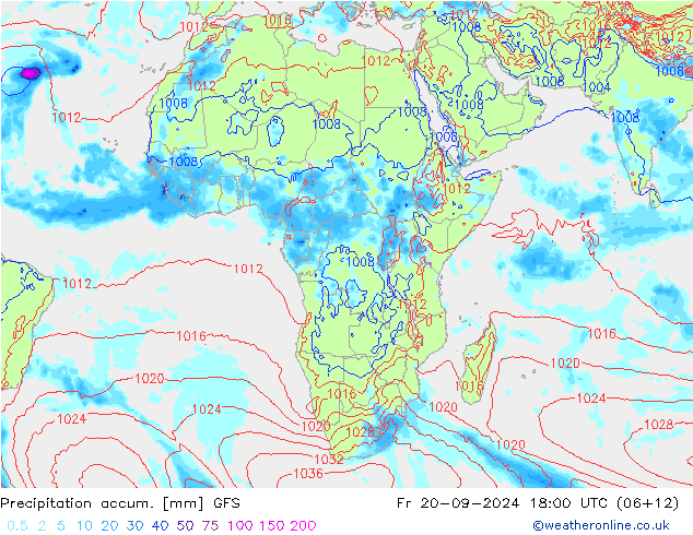 Precipitation accum. GFS пт 20.09.2024 18 UTC