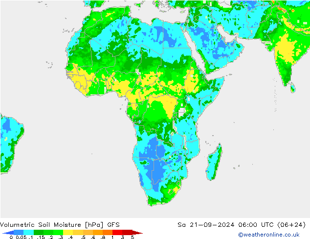 Volumetric Soil Moisture GFS Sa 21.09.2024 06 UTC