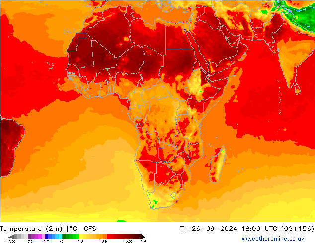 Temperature (2m) GFS Th 26.09.2024 18 UTC