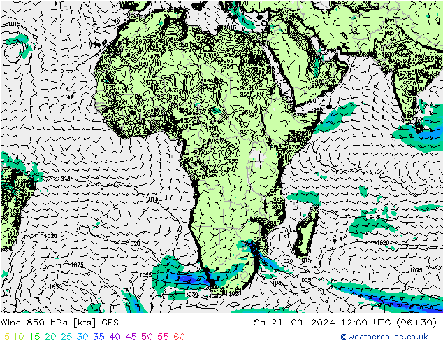 Wind 850 hPa GFS September 2024