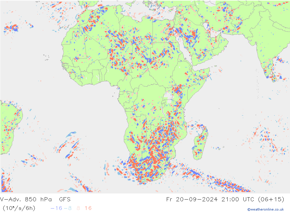 V-Adv. 850 hPa GFS vr 20.09.2024 21 UTC