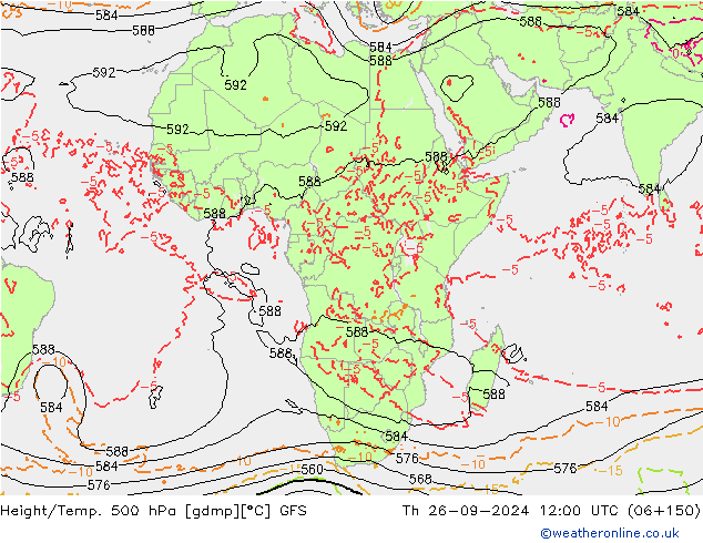 Z500/Rain (+SLP)/Z850 GFS czw. 26.09.2024 12 UTC