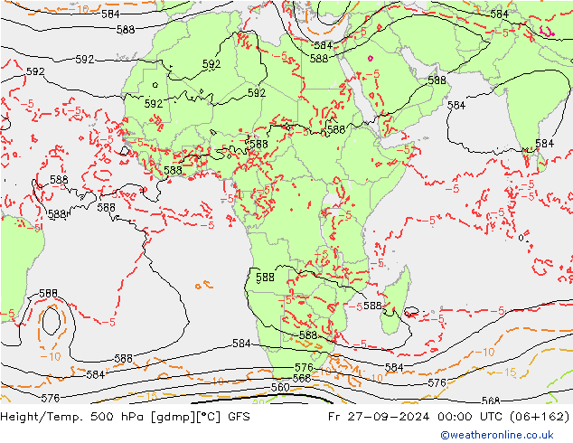 Z500/Rain (+SLP)/Z850 GFS пт 27.09.2024 00 UTC