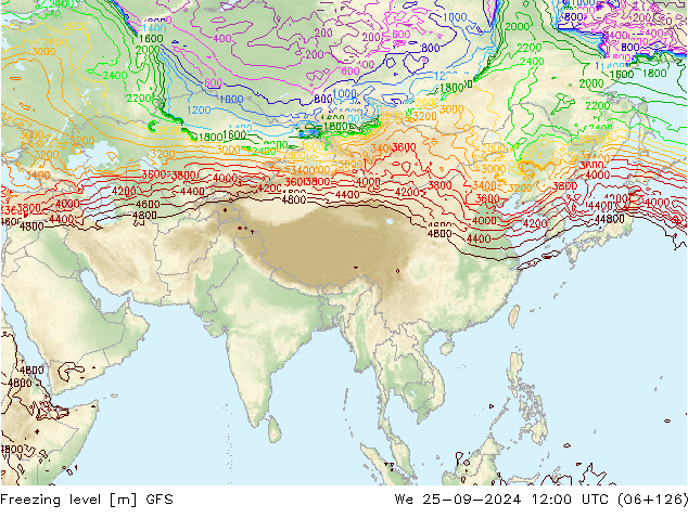 Freezing level GFS We 25.09.2024 12 UTC