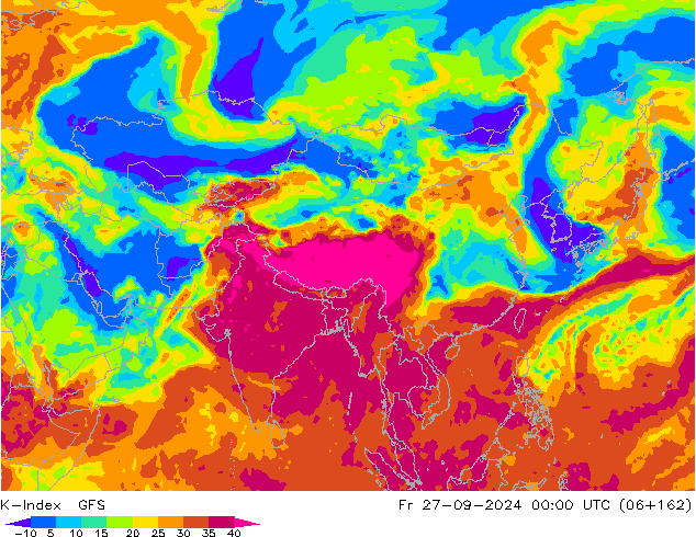 K-İndeksi GFS Cu 27.09.2024 00 UTC