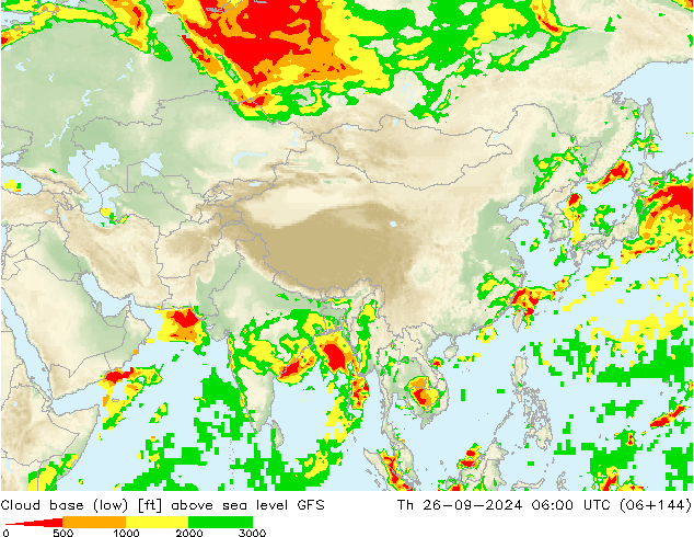 Alçak Bulut Alt Sınırı GFS Per 26.09.2024 06 UTC