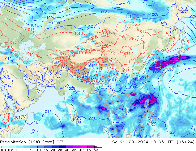 Nied. akkumuliert (12Std) GFS Sa 21.09.2024 06 UTC