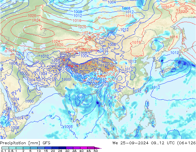 Precipitation GFS We 25.09.2024 12 UTC