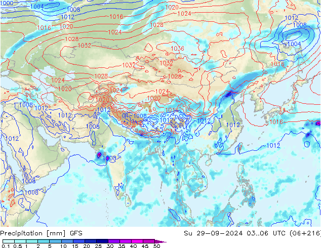 Niederschlag GFS So 29.09.2024 06 UTC