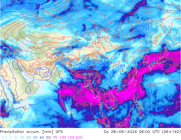 Totale neerslag GFS za 28.09.2024 06 UTC