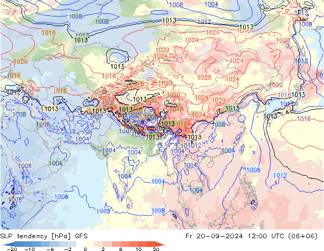 Drucktendenz GFS Fr 20.09.2024 12 UTC