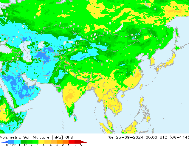 Volumetric Soil Moisture GFS ср 25.09.2024 00 UTC