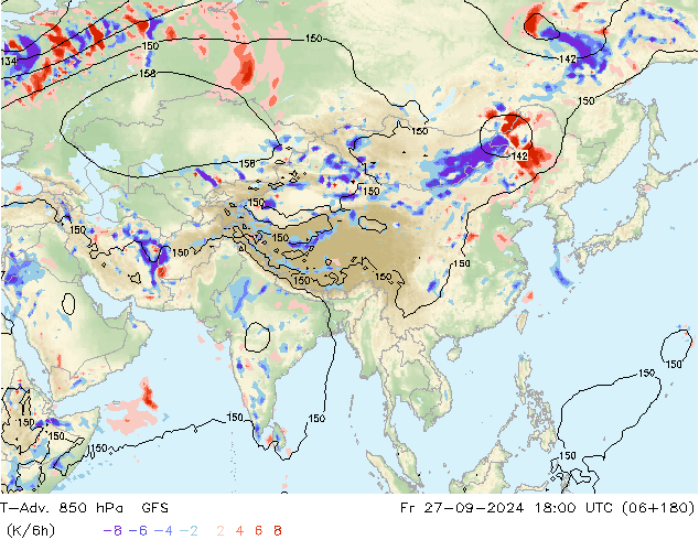 T-Adv. 850 hPa GFS Fr 27.09.2024 18 UTC