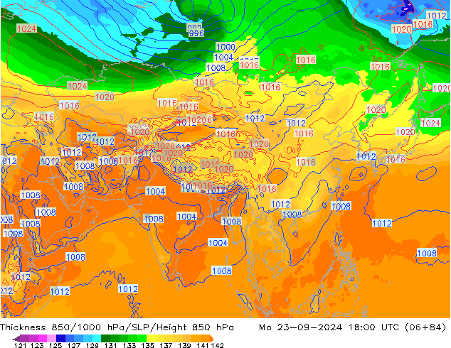 Thck 850-1000 hPa GFS Mo 23.09.2024 18 UTC