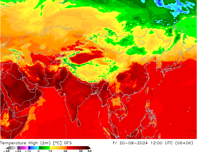 Temperature High (2m) GFS Fr 20.09.2024 12 UTC