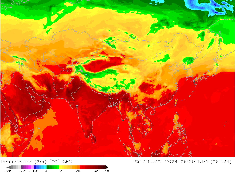 Sıcaklık Haritası (2m) GFS Cts 21.09.2024 06 UTC