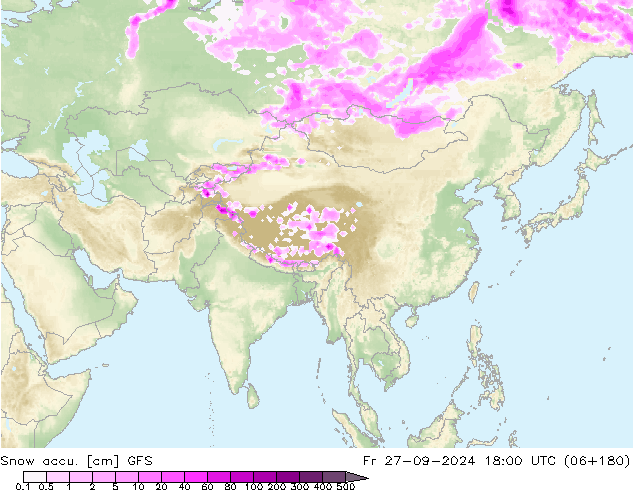 Snow accu. GFS Fr 27.09.2024 18 UTC